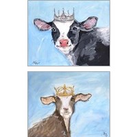 Framed 'Queen Cow & Goat 2 Piece Art Print Set' border=