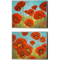 Framed 'Field of Poppies 2 Piece Canvas Print Set' border=