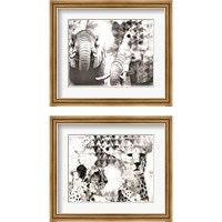 Framed 'Modern Black & White Safari Animal 2 Piece Framed Art Print Set' border=