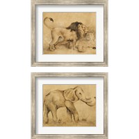 Framed 'Global Safari Animal 2 Piece Framed Art Print Set' border=