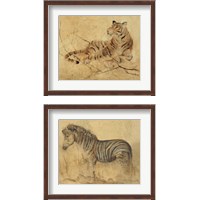 Framed 'Global Safari Animal 2 Piece Framed Art Print Set' border=