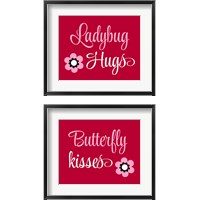 Framed 'Hugs & Kisses 2 Piece Framed Art Print Set' border=