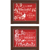 Framed 'Chalkboard Christmas Sayings on Red 2 Piece Framed Art Print Set' border=