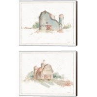 Framed 'Farm Friends  2 Piece Canvas Print Set' border=