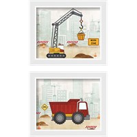 Framed 'Kids Construction 2 Piece Framed Art Print Set' border=