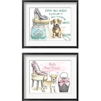 Framed 'Glamour Pups 2 Piece Framed Art Print Set' border=