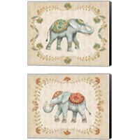 Framed 'Elephant Walk 2 Piece Canvas Print Set' border=