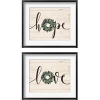 Framed 'Word Wreath 2 Piece Framed Art Print Set' border=