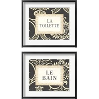 Framed 'Black & White Bathroom Sign 2 Piece Framed Art Print Set' border=