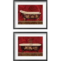 Framed 'Royal Red Bath 2 Piece Framed Art Print Set' border=