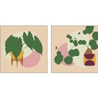 Framed 'Mod Potted Plant 2 Piece Art Print Set' border=