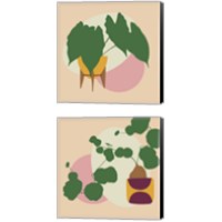 Framed 'Mod Potted Plant 2 Piece Canvas Print Set' border=