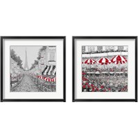 Framed 'Splash Of Red In Paris 2 Piece Framed Art Print Set' border=