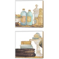 Framed 'Gold Bath Accessories 2 Piece Canvas Print Set' border=