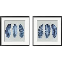 Framed 'Indigo Feathers 2 Piece Framed Art Print Set' border=