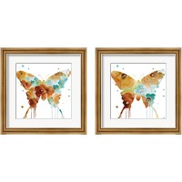 Framed 'Mis Flores Butterfly 2 Piece Framed Art Print Set' border=