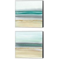 Framed 'Linear Emerald 2 Piece Canvas Print Set' border=