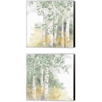 Framed 'Natures Leaves Sage 2 Piece Canvas Print Set' border=