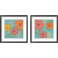 Framed 'Mod Floral  2 Piece Framed Art Print Set' border=