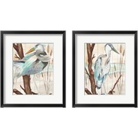 Framed 'Heron On Branch 2 Piece Framed Art Print Set' border=