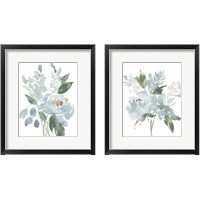Framed 'Restful Blue Floral 2 Piece Framed Art Print Set' border=