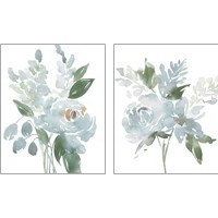 Framed 'Restful Blue Floral 2 Piece Art Print Set' border=