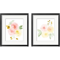 Framed 'Watercolor Roses 2 Piece Framed Art Print Set' border=