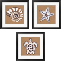 Framed 'Ocean World 3 Piece Framed Art Print Set' border=