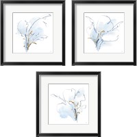 Framed Blue and Gold Floral 3 Piece Framed Art Print Set