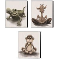 Framed 'Kids Animal 3 Piece Canvas Print Set' border=