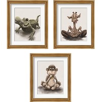 Framed 'Kids Animal 3 Piece Framed Art Print Set' border=