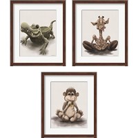 Framed 'Kids Animal 3 Piece Framed Art Print Set' border=