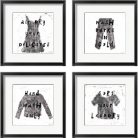 Framed 'Laundry Rules 4 Piece Framed Art Print Set' border=