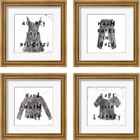 Framed 'Laundry Rules 4 Piece Framed Art Print Set' border=