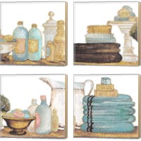 Framed 'Gold Bath Accessories 4 Piece Canvas Print Set' border=