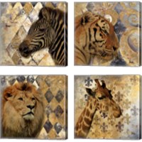 Framed 'Golden Safari 4 Piece Canvas Print Set' border=