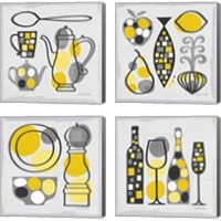 Framed 'Modern Kitchen  4 Piece Canvas Print Set' border=