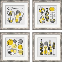 Framed 'Modern Kitchen  4 Piece Framed Art Print Set' border=