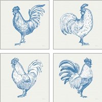 Framed 'Cottage Rooster 4 Piece Art Print Set' border=