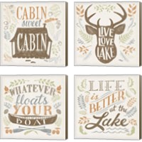 Framed 'Lake Life 4 Piece Canvas Print Set' border=