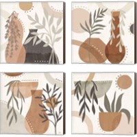 Framed 'Botanical Form Neutral 4 Piece Canvas Print Set' border=