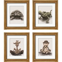 Framed 'Kids Animal 4 Piece Framed Art Print Set' border=