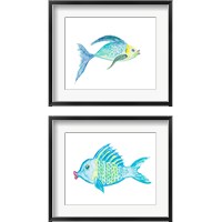Framed 'Yellow and Blue Fish 2 Piece Framed Art Print Set' border=