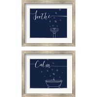 Framed 'Underlined Bath Navy 2 Piece Framed Art Print Set' border=