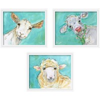 Framed 'Farm Animal 3 Piece Framed Art Print Set' border=