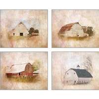 Framed 'Barn 4 Piece Art Print Set' border=