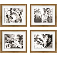 Framed 'Modern Black & White Safari Animal 4 Piece Framed Art Print Set' border=