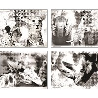 Framed 'Modern Black & White Safari Animal 4 Piece Art Print Set' border=