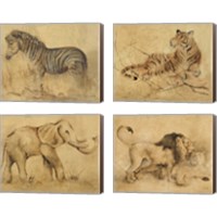 Framed 'Global Safari Animal 4 Piece Canvas Print Set' border=
