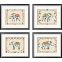 Framed 'Elephant Walk 4 Piece Framed Art Print Set' border=